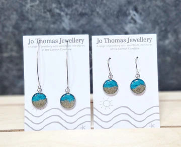 Turquoise shoreline round earrings by Jo Thomas - Long