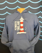 Hooded sweatshirt with Plymouth England Lighthouse motif