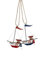 Fishing boat hanging decoration red or blue