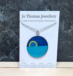 Moon Rising Resin Pendant Petrol Blue Moon