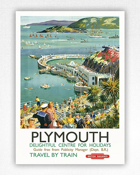 Plymouth Hoe Vintage Railway Poster Print