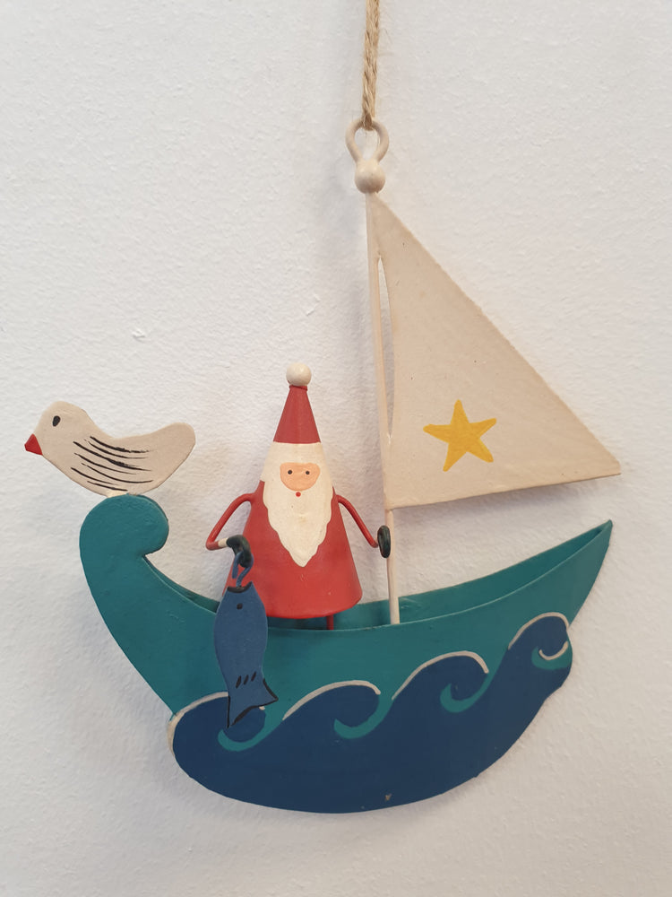 Santa on a boat hanging decoration