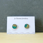 Shoreline sand round studs Turquoise Pearl