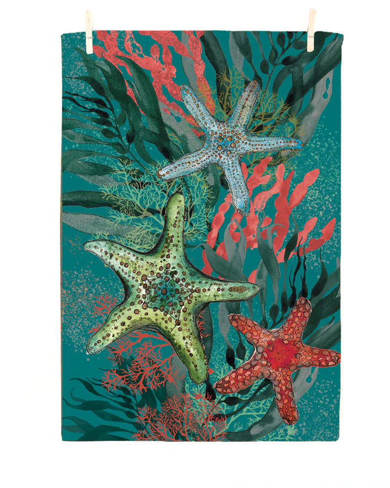 Seahorse and Starfish Tea Towel